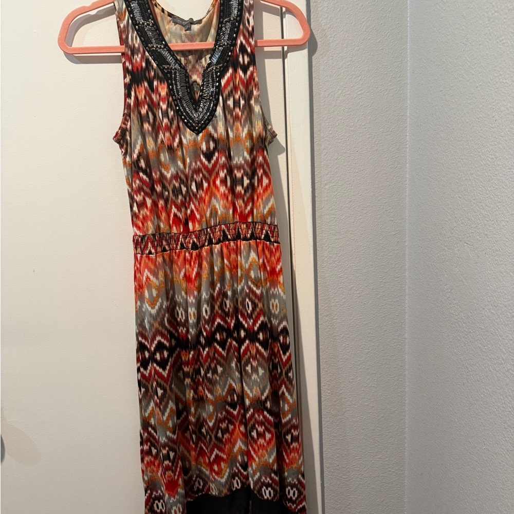 NY Collection Multicolor Patterned Midi Dress